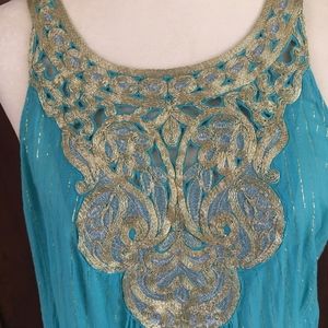 Large Calipso Embroidered Gold Boho Top...